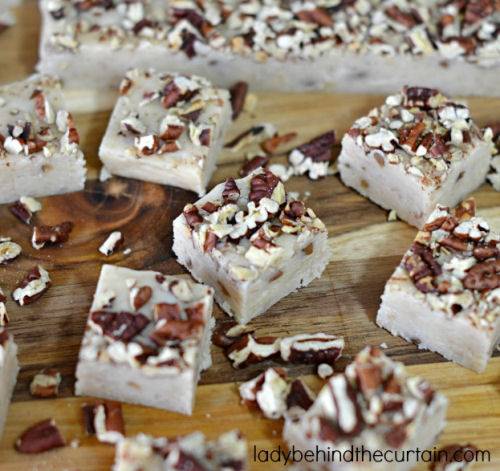 5 minute coconut pecan fudge from ladybehindthecurtain.com