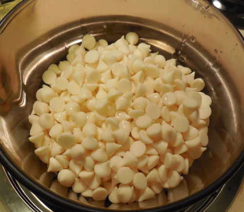 white chocolate for Peppermint Rice Krispie ball cookies
