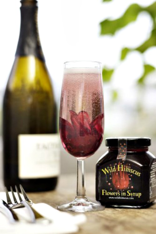 Wild hibiscus flowers in syrup