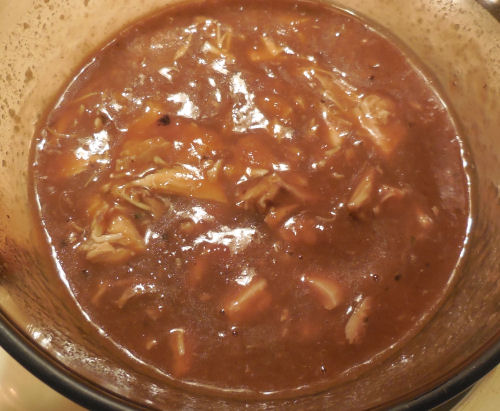 Heat the turkey in the gravy