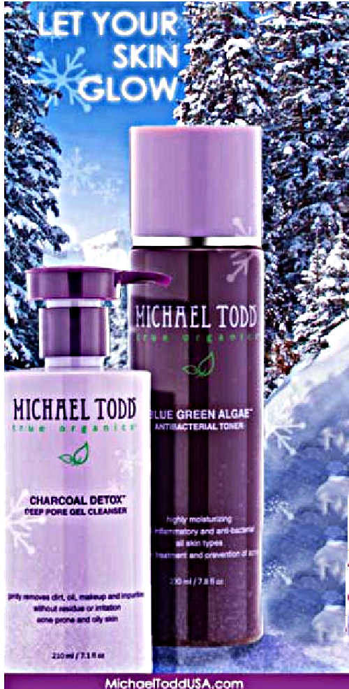Michael Todd beauty products in winter scene