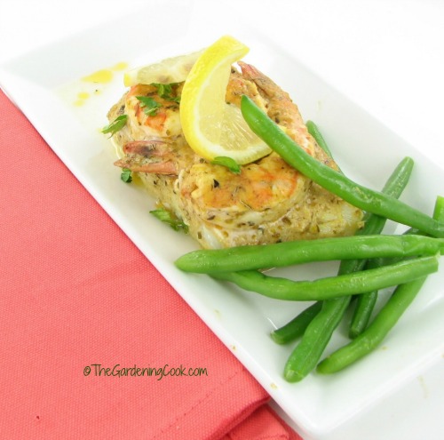 Oven Baked Cod and Shrimp with Lemon Mustard