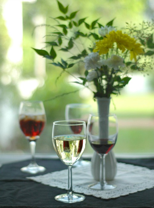 casual wine tasting setting