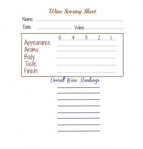 Rate the wine printable