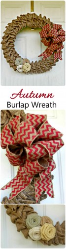 This autumn burlap wreath comes together quickly and makes a lovely door decoration.