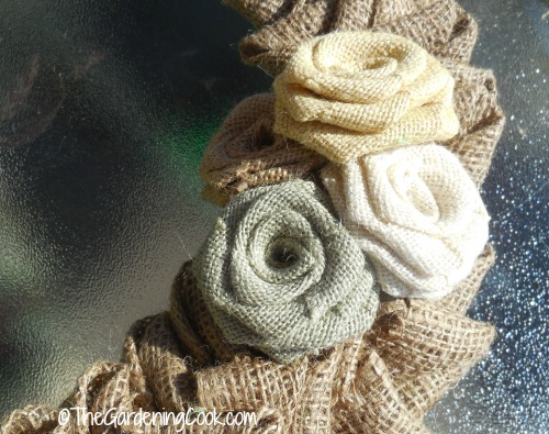 Attach the burlap flowers.