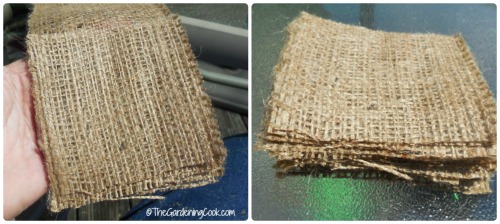 Cut your 4 inch burlap squares