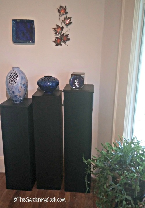 eclectic modern pottery display