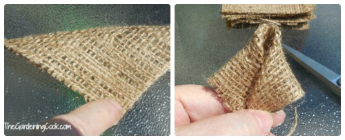 Make your petals by folding the burlap