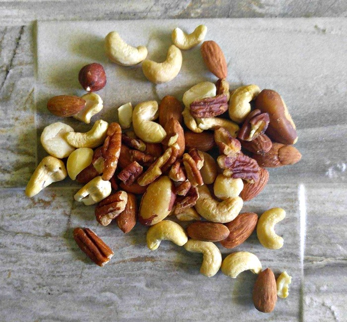 Add raw mix nuts to salads instead of croutons for crunch
