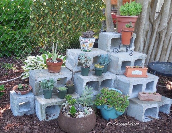 DIY Cement Blocks Plant Shelf