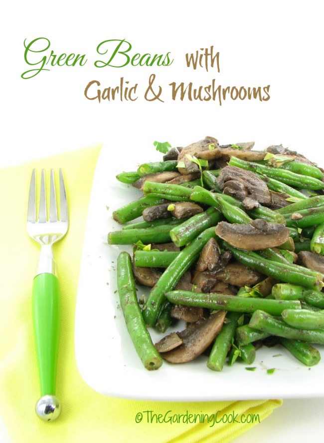 This recipe for green beans with garlic and mushrooms uses a light wine and some coriander for flavoring. Super easy and so delicious.