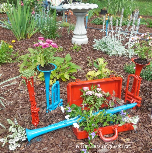 musical planters add a touch of whimsy