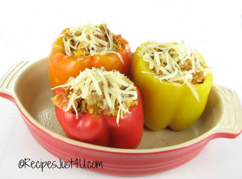 Pizza stuffed fresh peppers