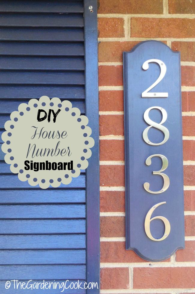 This DIY house number signboard adds curb appeal to a front entry.