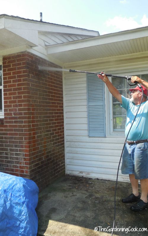 power washing the house