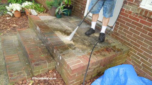 Power washing the steps