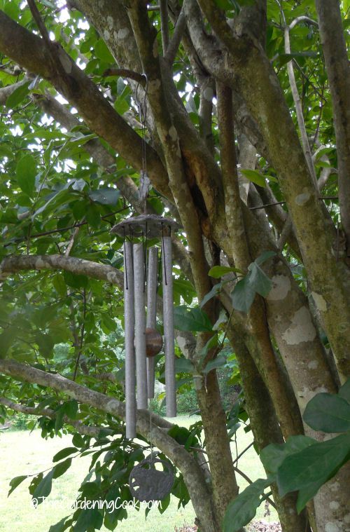 This windchime adds a romantic feel to a cottage garden