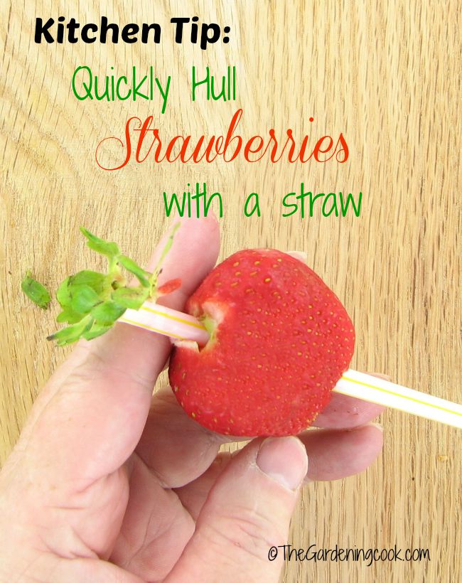 Today's kitchen tip: Hull your strawberries easily with a drinking straw.