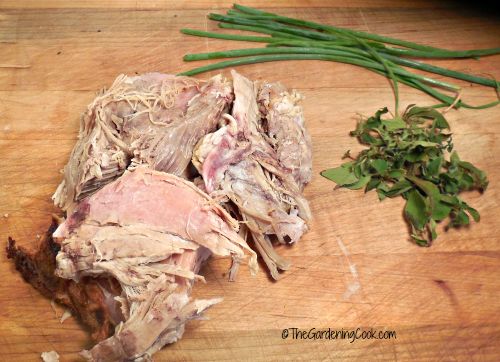 pulled pork and fresh herbs