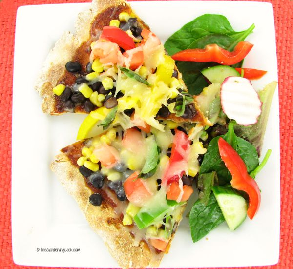 Gluten Free Black Bean Pizza with Corn and Veggies
