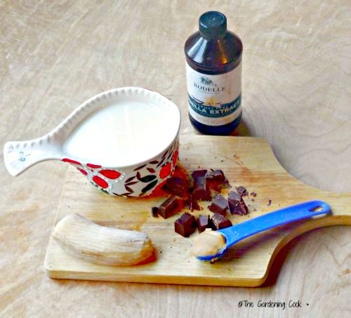 Ingredients for chocolate peanut butter smoothie