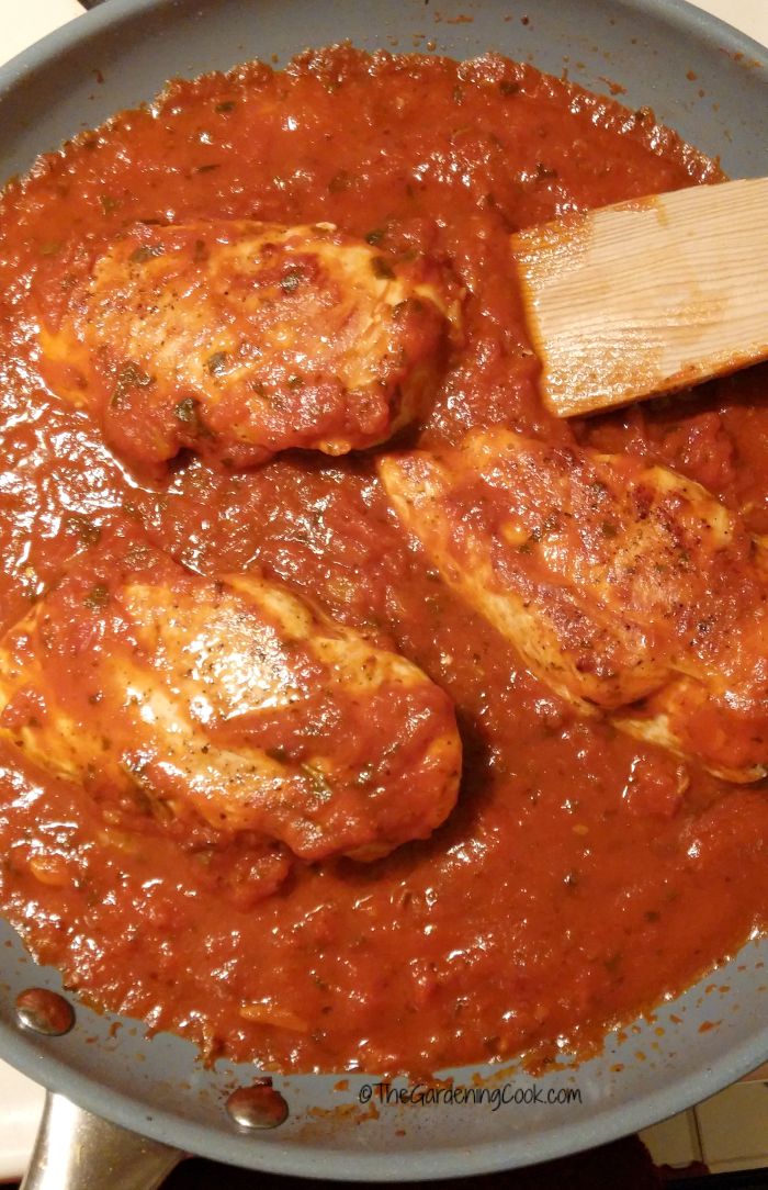 Tuscan inspired chicken cooking