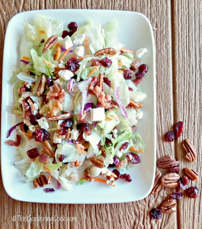 Pear Cranberry and pecan salad.