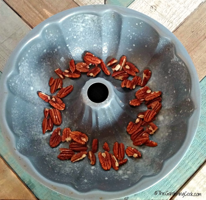 pecans in the bottom of the pan