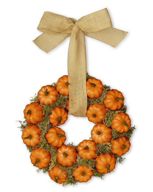 pumpkin wreath with burlap from williams-sonoma.com