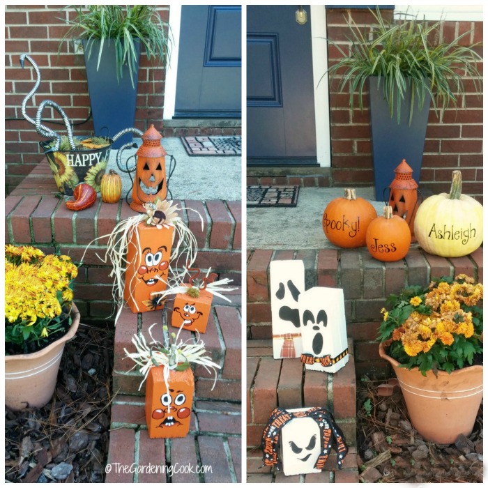 Festive scrap wood pumpkins and ghosts
