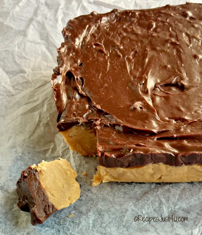 buckeye fudge on parchment paper.