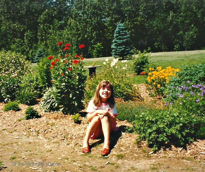 My daughter Jess in Mum's garden