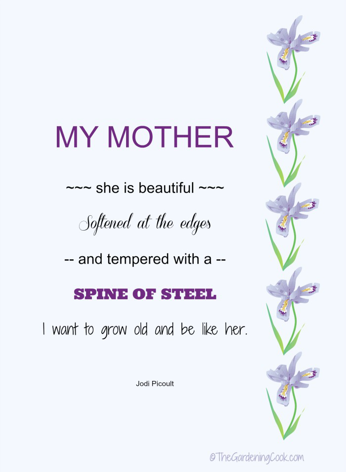 Irises and poem about my mother.