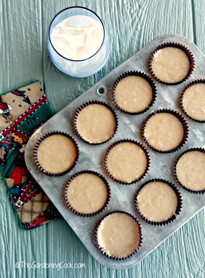 Eggnog muffins ready to bake