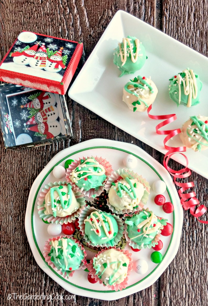 Gift box and plates of Funfetti truffles.