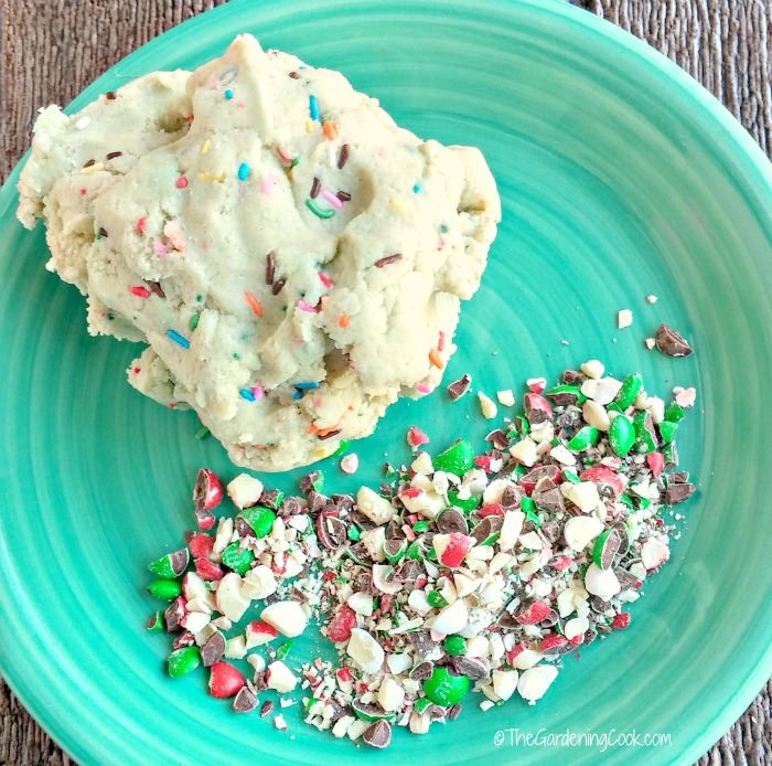 Chopped M&M's and truffle batter
