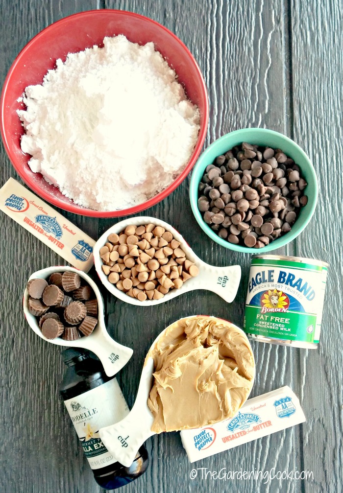 ingredients for Reese's Peanut butter Cup Fudge