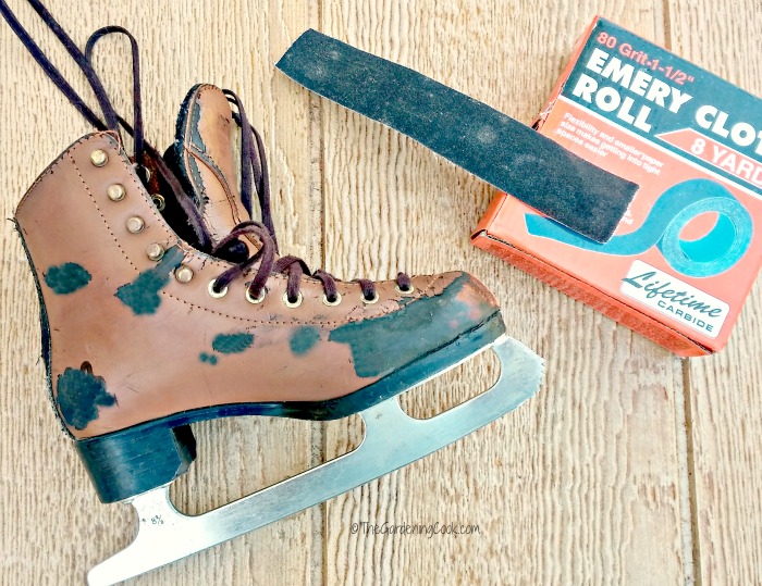 Sand the ice skates for a smooth finish.