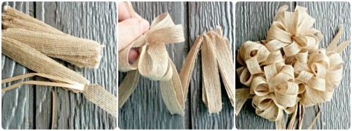 These pull open burlap ribbons made a nice bow when combined together