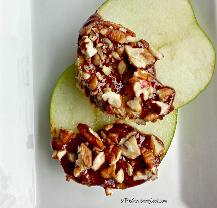 Pecan nut butter dipped apples