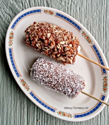 Frozen "nutella" banana pops