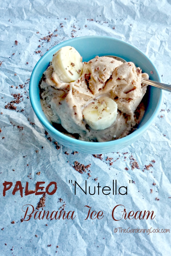 This Paleo "Nutella" Banana Ice Cream is rich and creamy and my substitutes means that you can eat it on a Paleo diet without the guilt. thegardeningcook.com
