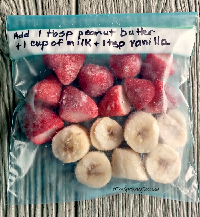 Package smoothie ingredients in single serving bags