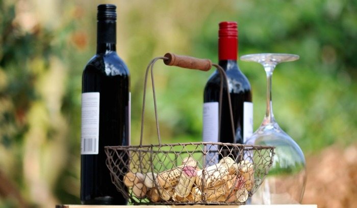 Basket of wine corks