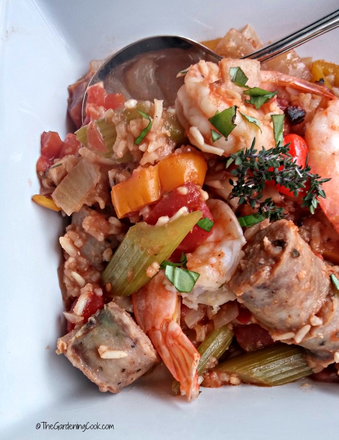 Crock pot Jambalaya close up