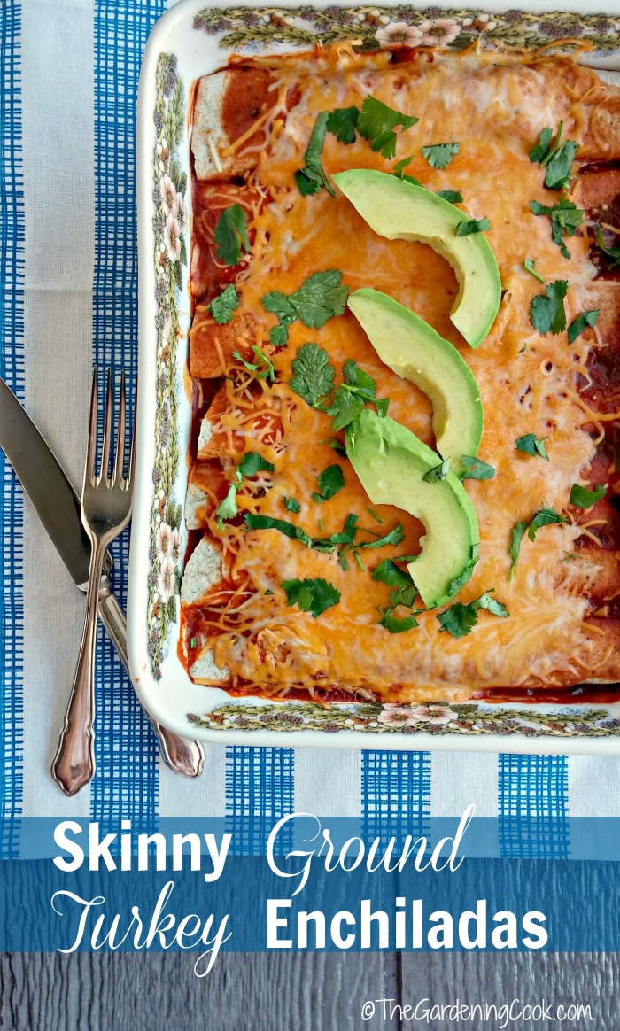This recipe for skinny ground turkey enchiladas is full of flavor and light on calories. thegardeningcook.com