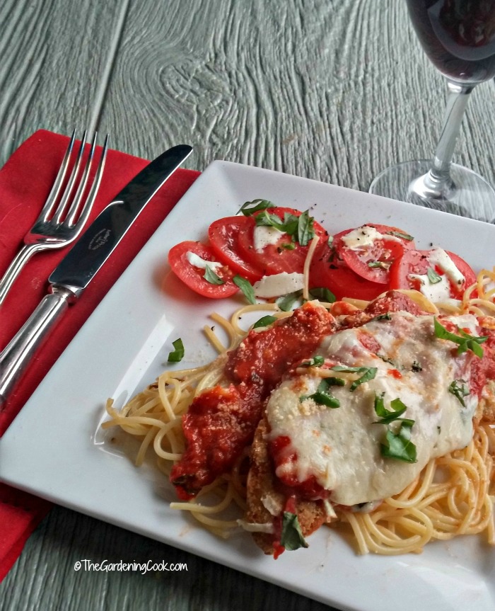 easy Parmesan chicken and wine