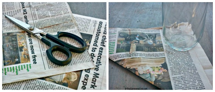 Cut the newspaper in half and then fold each section into a triangle shape