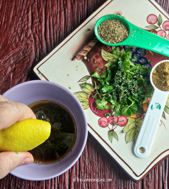 make the lemon vinegar dressing